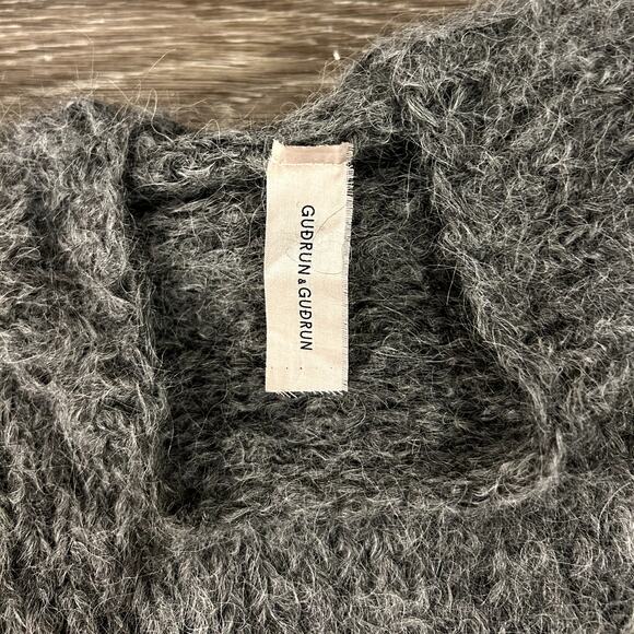 Gudrun & Gudrun Suri Alpaca Wool Grey Fuzzy Turtleneck Sweater L Made in Peru - Picture 2 of 12